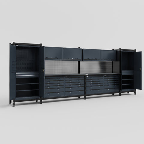 M1221 Modular Work Bench - H2100mm x W5700mm | Laminate WBT | Dark Grey