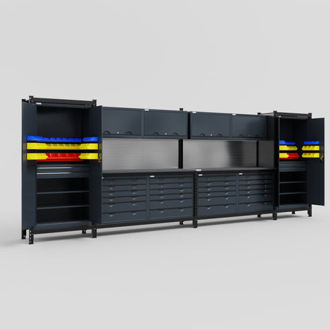 M1221 Modular Work Bench - H2100mm x W5700mm | Laminate WBT | Dark Grey