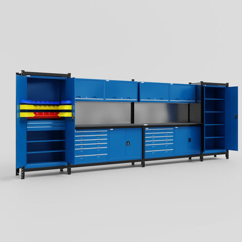 M1221-2 Modular Work Bench - H2100mm x W5700mm | Laminate WBT | Blue