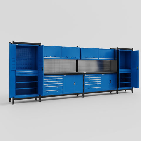 M1221-2 Modular Work Bench - H2100mm x W5700mm | Laminate WBT | Blue