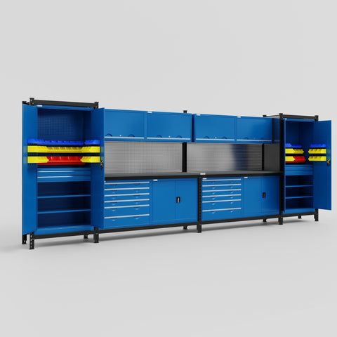 M1221-2 Modular Work Bench - H2100mm x W5700mm | Laminate WBT | Blue