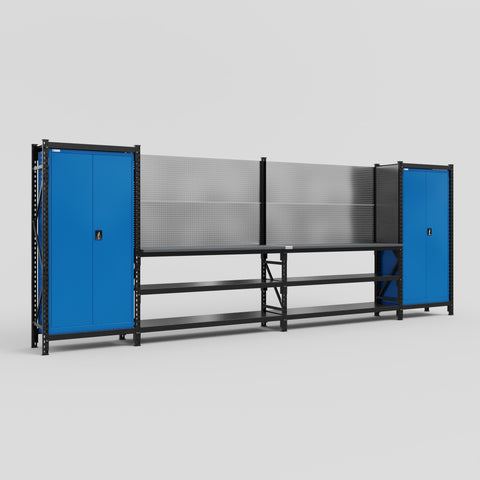 M1221 Modular Work Bench - H2100mm x W5700mm | Laminate WBT | Blue