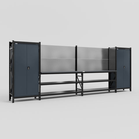 M1221 Modular Work Bench - H2100mm x W5700mm | Laminate WBT | Dark Grey