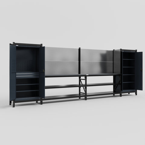 M1221 Modular Work Bench - H2100mm x W5700mm | Laminate WBT | Dark Grey