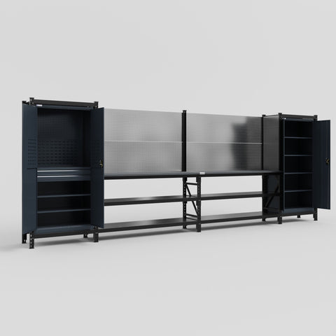 M1221 Modular Work Bench - H2100mm x W5700mm | Laminate WBT | Dark Grey