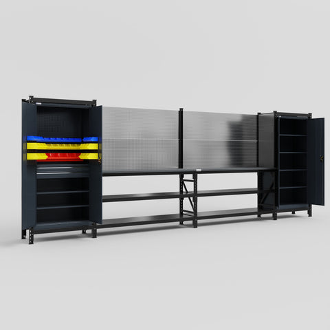 M1221 Modular Work Bench - H2100mm x W5700mm | Laminate WBT | Dark Grey