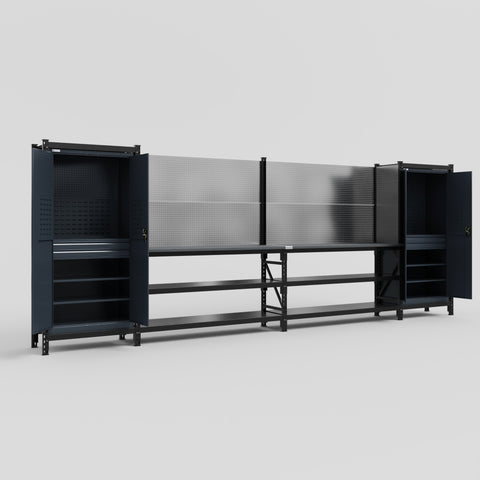 M1221 Modular Work Bench - H2100mm x W5700mm | Laminate WBT | Dark Grey