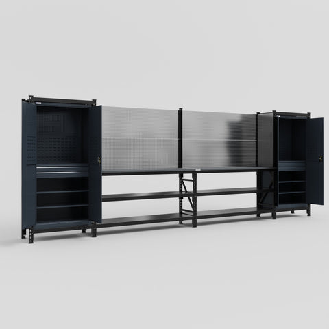 M1221 Modular Work Bench - H2100mm x W5700mm | Laminate WBT | Dark Grey