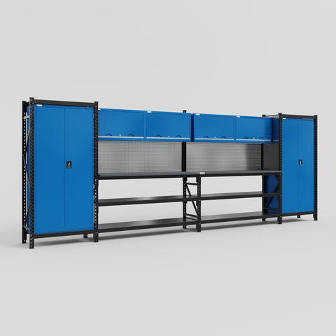 M1221 Modular Work Bench - H2100mm x W5700mm | Laminate WBT | Blue