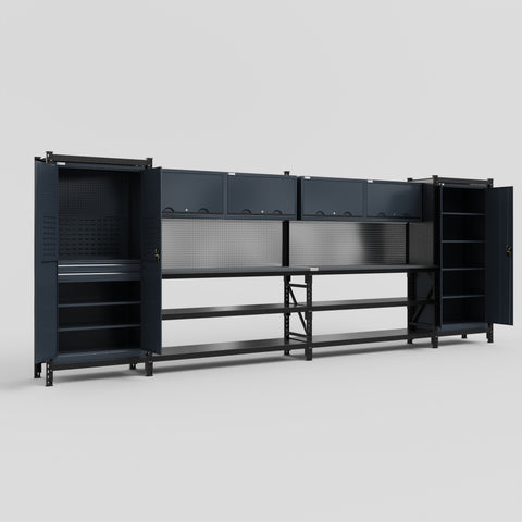 M1221 Modular Work Bench - H2100mm x W5700mm | Laminate WBT | Dark Grey