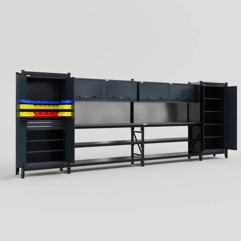 M1221 Modular Work Bench - H2100mm x W5700mm | Laminate WBT | Dark Grey