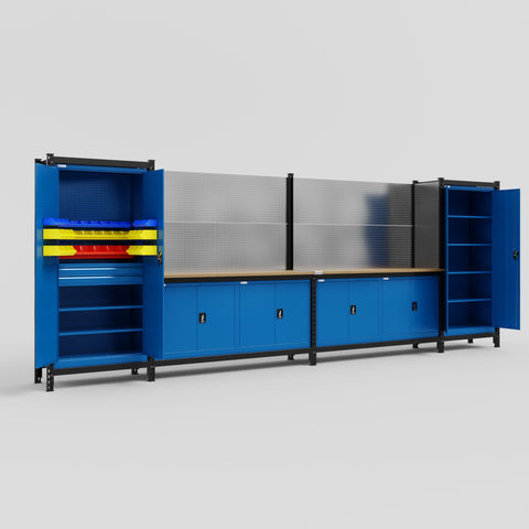 M1221 Modular Work Bench - H2100mm x W5700mm | MDF WBT | Blue