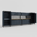 M1221 Modular Work Bench - H2100mm x W5700mm | MDF WBT | Dark Grey
