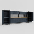 M1221 Modular Work Bench - H2100mm x W5700mm | MDF WBT | Dark Grey