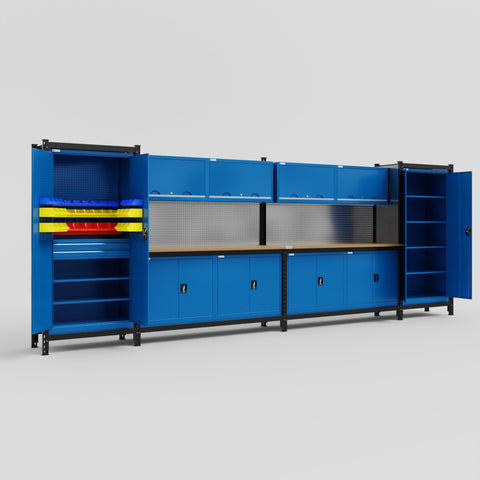 M1221 Modular Work Bench - H2100mm x W5700mm | MDF WBT | Blue