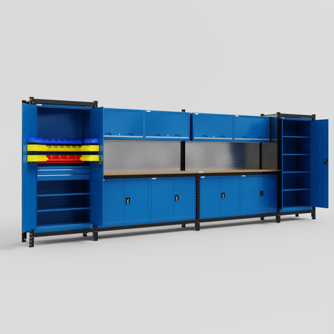 M1221 Modular Work Bench - H2100mm x W5700mm | MDF WBT | Blue