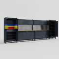 M1221 Modular Work Bench - H2100mm x W5700mm | MDF WBT | Dark Grey