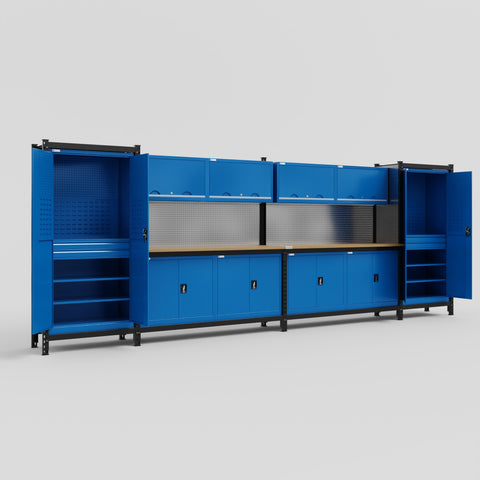 M1221 Modular Work Bench - H2100mm x W5700mm | MDF WBT | Blue