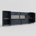 M1221 Modular Work Bench - H2100mm x W5700mm | MDF WBT | Dark Grey