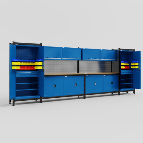 M1221 Modular Work Bench - H2100mm x W5700mm | MDF WBT | Blue