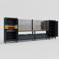 M1221 Modular Work Bench - H2100mm x W5700mm | MDF WBT | Dark Grey