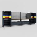 M1221 Modular Work Bench - H2100mm x W5700mm | MDF WBT | Dark Grey