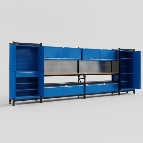 M1221 Modular Work Bench - H2100mm x W5700mm | MDF WBT | Blue