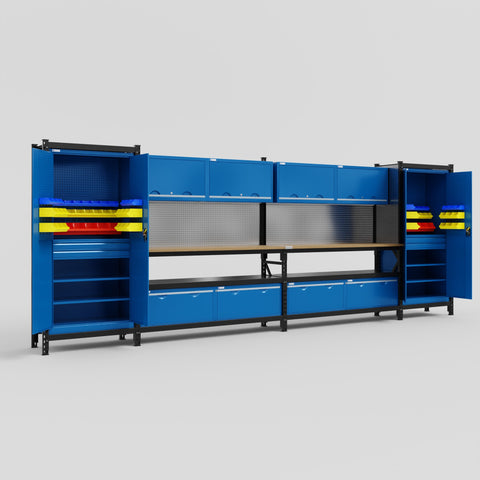 M1221 Modular Work Bench - H2100mm x W5700mm | MDF WBT | Blue