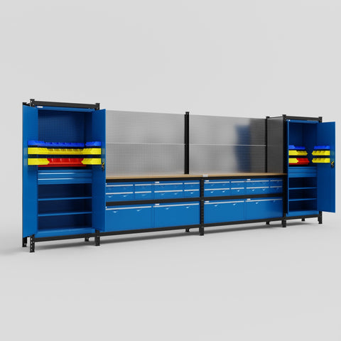 M1221-2 Modular Work Bench - H2100mm x W5700mm | MDF WBT | Blue