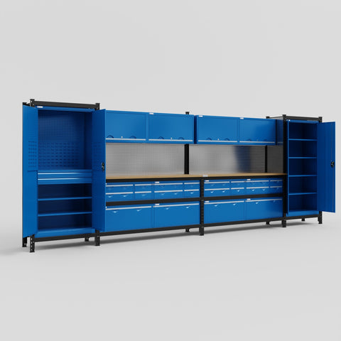 M1221-2 Modular Work Bench - H2100mm x W5700mm | MDF WBT | Blue