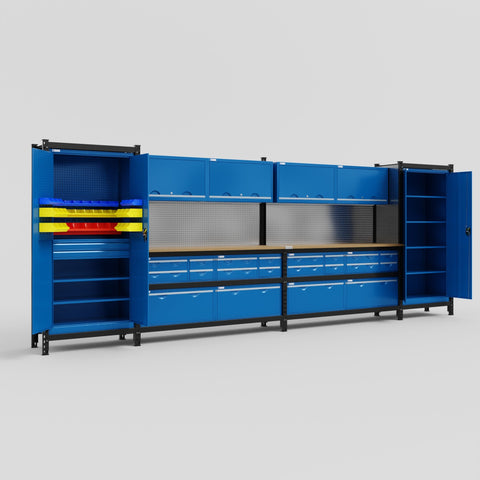 M1221-2 Modular Work Bench - H2100mm x W5700mm | MDF WBT | Blue