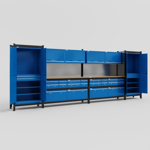 M1221-2 Modular Work Bench - H2100mm x W5700mm | MDF WBT | Blue