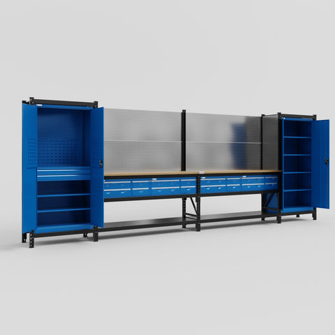 M1221-2 Modular Work Bench - H2100mm x W5700mm | MDF WBT | Blue