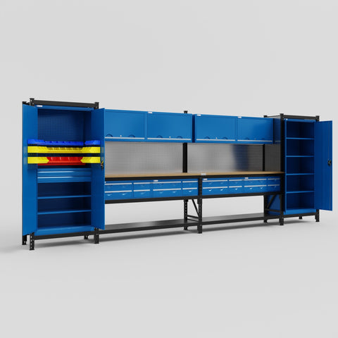 M1221-2 Modular Work Bench - H2100mm x W5700mm | MDF WBT | Blue