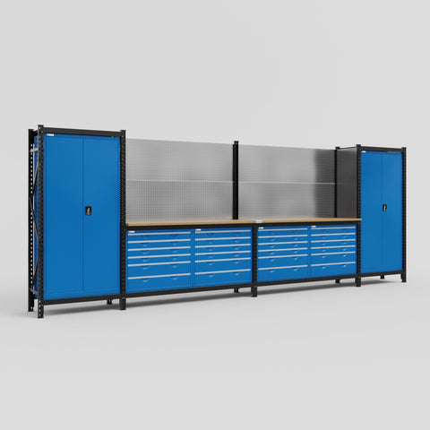 M1221-2 Modular Work Bench - H2100mm x W5700mm | MDF WBT | Blue