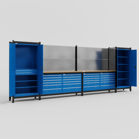 M1221-2 Modular Work Bench - H2100mm x W5700mm | MDF WBT | Blue