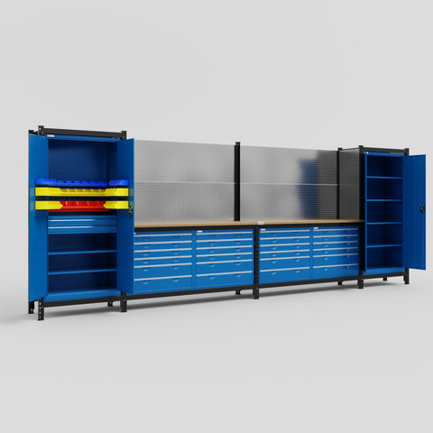 M1221-2 Modular Work Bench - H2100mm x W5700mm | MDF WBT | Blue