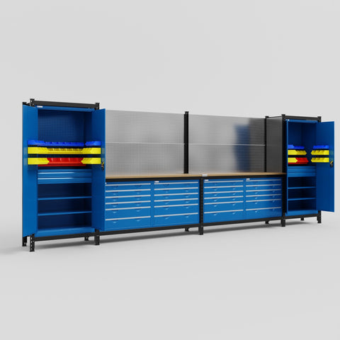 M1221-2 Modular Work Bench - H2100mm x W5700mm | MDF WBT | Blue