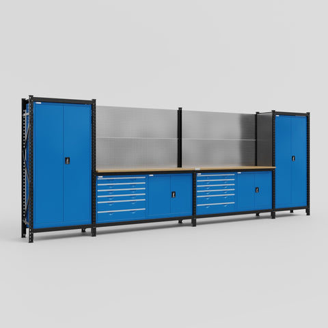 M1221-2 Modular Work Bench - H2100mm x W5700mm | MDF WBT | Blue