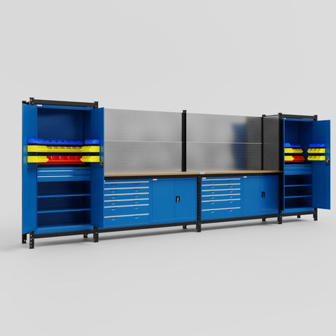 M1221-2 Modular Work Bench - H2100mm x W5700mm | MDF WBT | Blue