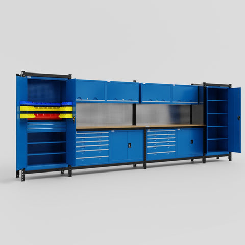 M1221-2 Modular Work Bench - H2100mm x W5700mm | MDF WBT | Blue