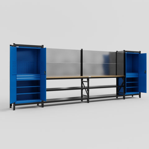 M1221-2 Modular Work Bench - H2100mm x W5700mm | MDF WBT | Blue