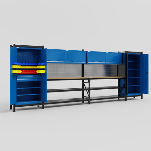 M1221-2 Modular Work Bench - H2100mm x W5700mm | MDF WBT | Blue