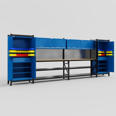 M1221-2 Modular Work Bench - H2100mm x W5700mm | MDF WBT | Blue