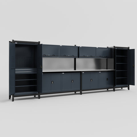 M1221 Modular Work Bench - H2100mm x W5700mm | Stainless WBT | Dark Grey