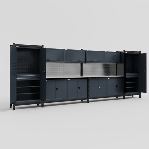 M1221 Modular Work Bench - H2100mm x W5700mm | Stainless WBT | Dark Grey