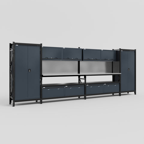 M1221 Modular Work Bench - H2100mm x W5700mm | Stainless WBT | Dark Grey
