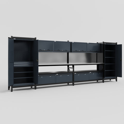 M1221 Modular Work Bench - H2100mm x W5700mm | Stainless WBT | Dark Grey