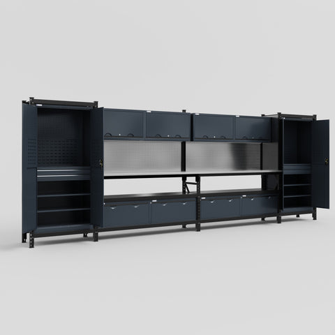 M1221 Modular Work Bench - H2100mm x W5700mm | Stainless WBT | Dark Grey