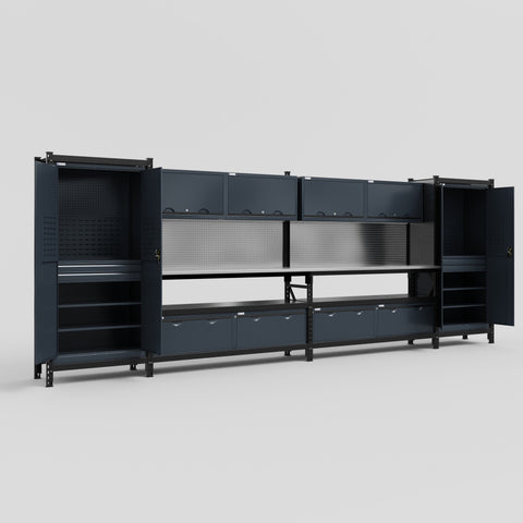 M1221 Modular Work Bench - H2100mm x W5700mm | Stainless WBT | Dark Grey